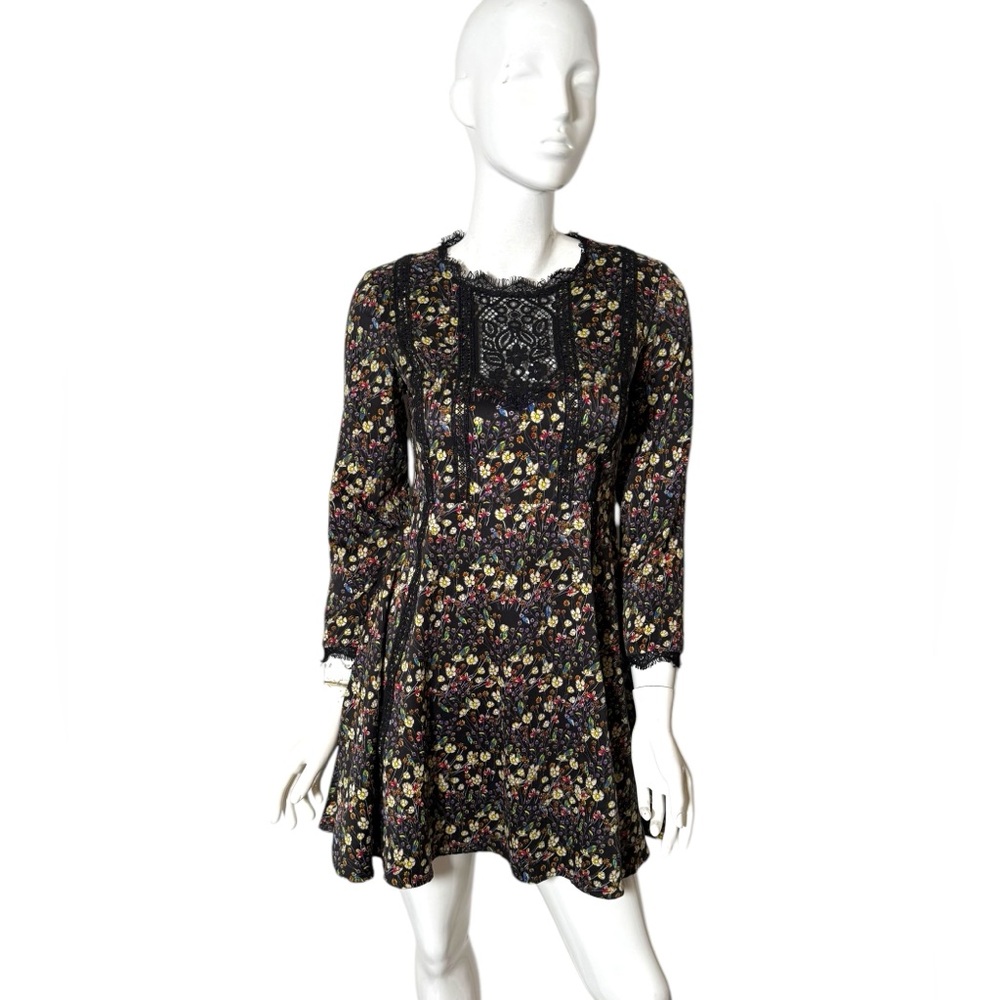 French Connection Hallie Floral Black Dress Lace Detail 6 liberty print